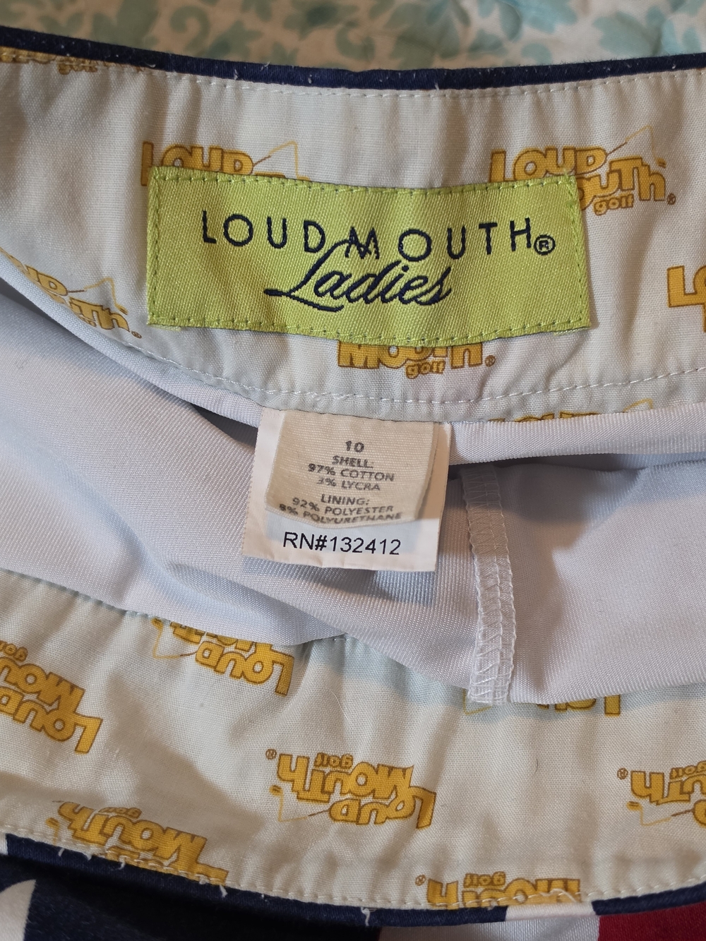Loudmouth Ladies Skort - Navy, Red & White Star-Stripe Print - Picture 5 of 5